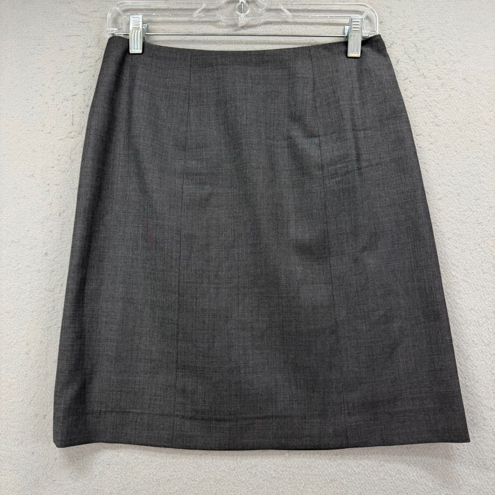 Brooks Brothers Pencil Skirt Women 2 Gray Wool Career Office Italian Fabric